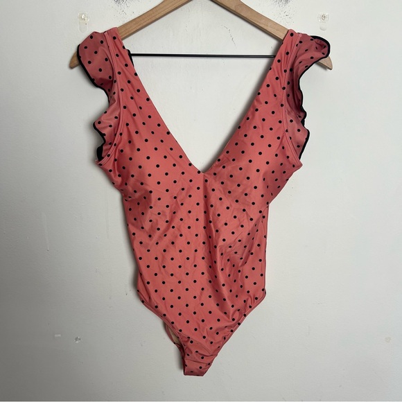 SUMMERSALT- Backflip Ruffle One Piece Pink Polka Dot Size 4 - Picture 3 of 7